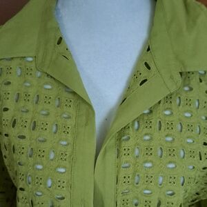 NWOT Worthington Olive Green Eyelet Button-Up Top